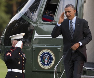 President Obama arrives on the South Lawn of the White House after traveling to Fort McHenry in Baltimore, on September 12, 2014. President Obama arrives on the South Lawn of the White House after traveling to Fort McHenry in Baltimore, on September 12, 2014.
