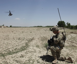 An Army sergeant communicates with air support during a cordon and search in the Ghazni province, Afghanistan, on May 18, 2012. An Army sergeant communicates with air support during a cordon and search in the Ghazni province, Afghanistan, on May 18, 2012.
