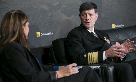 Vice Adm. William Moran chats with Defense One Managing Editor Stephanie Gaskell at the annual Defense One Summit. Vice Adm. William Moran chats with Defense One Managing Editor Stephanie Gaskell at the annual Defense One Summit.