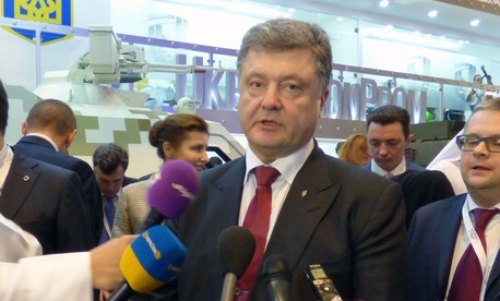 Ukrainian President Petro Poroshenko at the 2015 IDEX arms exposition in Abu Dhabi. Ukrainian President Petro Poroshenko at the 2015 IDEX arms exposition in Abu Dhabi.