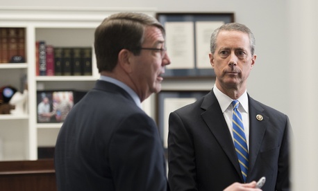 House Armed Services Committee Chairman Mac Thornberry, R-Texas, chats with Defense Secretary Ashton Carter before a before a hearing on March 18. House Armed Services Committee Chairman Mac Thornberry, R-Texas, chats with Defense Secretary Ashton Carter before a before a hearing on March 18.