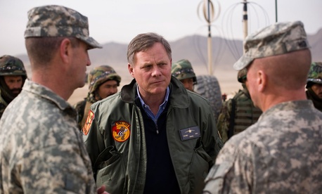 Sen. Richard Burr, R-N.C., speaks with two NATO Training Mission - Afghanistan advisers during a visit to the Kabul Military Training Center, Jan. 16, 2011, in Kabul, Afghanistan. Sen. Richard Burr, R-N.C., speaks with two NATO Training Mission - Afghanistan advisers during a visit to the Kabul Military Training Center, Jan. 16, 2011, in Kabul, Afghanistan.