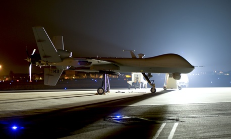 An MQ-9 Reaper sits on the flight line at Hurlburt Field Fla., April 24, 2014. An MQ-9 Reaper sits on the flight line at Hurlburt Field Fla., April 24, 2014.