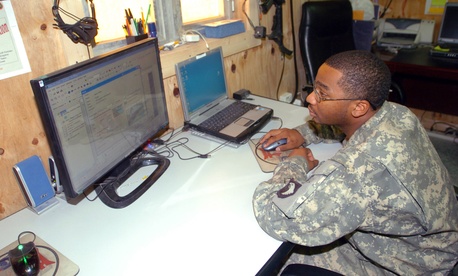 A geospatial analyst creates a map using Arc Geospatial Intelligence Support Program. A geospatial analyst creates a map using Arc Geospatial Intelligence Support Program.