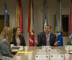 Secretary of Defense Ash Carter makes remarks during an Army Sexual Harassment/Assault Response and Prevention (SHARP) roundtable meeting at Joint Base Fort Myer-Henderson Hall, Va., Apr. 22, 2015. Secretary of Defense Ash Carter makes remarks during an Army Sexual Harassment/Assault Response and Prevention (SHARP) roundtable meeting at Joint Base Fort Myer-Henderson Hall, Va., Apr. 22, 2015.
