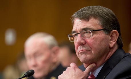 Defense Secretary Ash Carter and Joint Chiefs Chairman Gen. Martin Dempsey testify on Capitol Hill in Washington, Wednesday, May 6, 2015, before the Senate Appropriations Committee. Defense Secretary Ash Carter and Joint Chiefs Chairman Gen. Martin Dempsey testify on Capitol Hill in Washington, Wednesday, May 6, 2015, before the Senate Appropriations Committee.