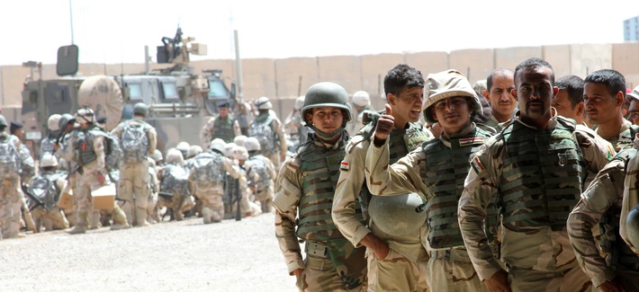 Soldiers from the 76th Iraqi Infantry Brigade receive M16A2 rifles and infantry sets as part of the fielding of combat brigade sets supplied to Iraqi Security Forces May 25, 2015, at Camp Taji, Iraq, Soldiers from the 76th Iraqi Infantry Brigade receive M16A2 rifles and infantry sets as part of the fielding of combat brigade sets supplied to Iraqi Security Forces May 25, 2015, at Camp Taji, Iraq,