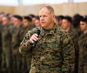 Lt . Gen. Robert Neller, commander of U.S. Marine Corps Forces Command and U.S. Marine Corps Forces Europe, speaks during a transfer of authority ceremony at Mihail Kogalniceanu, Romania, Feb. 9, 2015. Lt . Gen. Robert Neller, commander of U.S. Marine Corps Forces Command and U.S. Marine Corps Forces Europe, speaks during a transfer of authority ceremony at Mihail Kogalniceanu, Romania, Feb. 9, 2015.