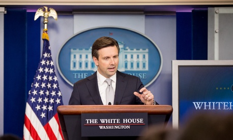 White House press secretary Josh Earnest talks to the media during the daily press briefing at the White House, Thursday, July 9, 2015, in Washington.