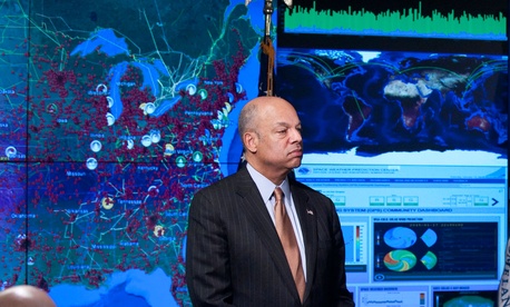 Secretary of Homeland Security Jeh Johnson at the National Cybersecurity and Communications Integration Center, Jan. 13, 2015. 