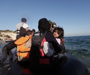 Refugees flee to Europe by dinghy from the Turkish coast near Cesme, Izmir, Turkey, Nov. 4, 2015. Refugees flee to Europe by dinghy from the Turkish coast near Cesme, Izmir, Turkey, Nov. 4, 2015.