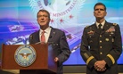 Secretary of Defense Ash Carter and U.S. Army Gen. Joseph Vogel, U.S. Central Command commander, give a press conference during a meeting of defense ministers of the Global Coalition to Counter ISIL July 20, 2016, at Joint Base Andrews, Md. 