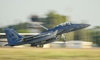 An F-15E Strike Eagle from the 48th Fighter Wing at Royal Air Force Lakenheath, England, lands at Incirlik Air Base, Turkey, Nov. 12, 2015.