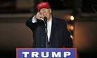 Republican presidential candidate, Donald Trump speaks at plane-side rally in a hanger at Pittsburgh International Airport in Imperial, Pa., Sunday, Nov. 6, 2016.