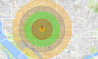 A depiction of what a 20 Kiloton bomb would do to Washington, DC