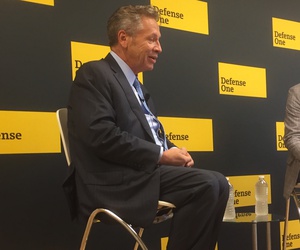 L3 Technologies Chairman and CEO Michael Strianese chats with Marcus Weisgerber at Defense One's Oct. 11 Global Business Briefing.