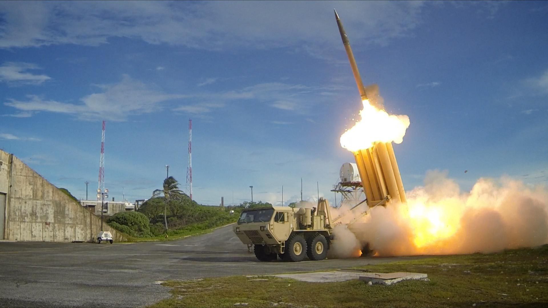 The first of two Terminal High Altitude Area Defense (THAAD) interceptors is launched during a successful intercept test.