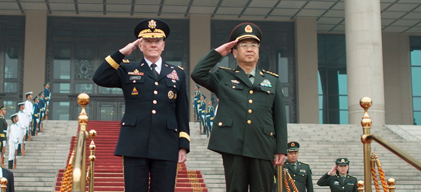 Gen. Martin Dempsey and China's chief of the general staff Gen. Fang Fenghui in April