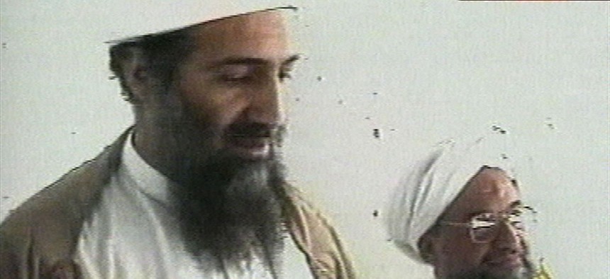 A screenshot from a video of Osama Bin Laden released by Al-Jazeera