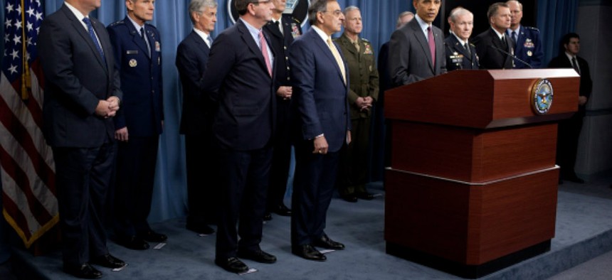 President Barack Obama held a briefing at the Pentagon last year to outline military strategy.