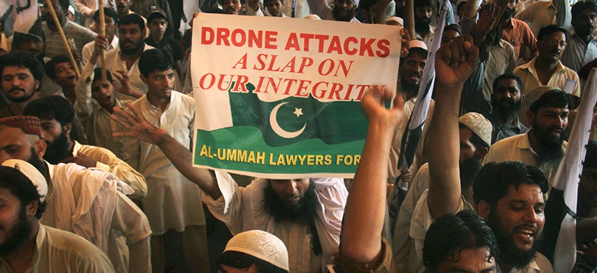 Protestors rally against drone attacks in Waziristan