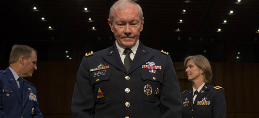 Chairman of the Joint Chiefs of Staff Gen. Martin E. Dempsey at his confirmation hearing before Senate Armed Services Committee in Washington D.C., Thursday, 18, July 2013