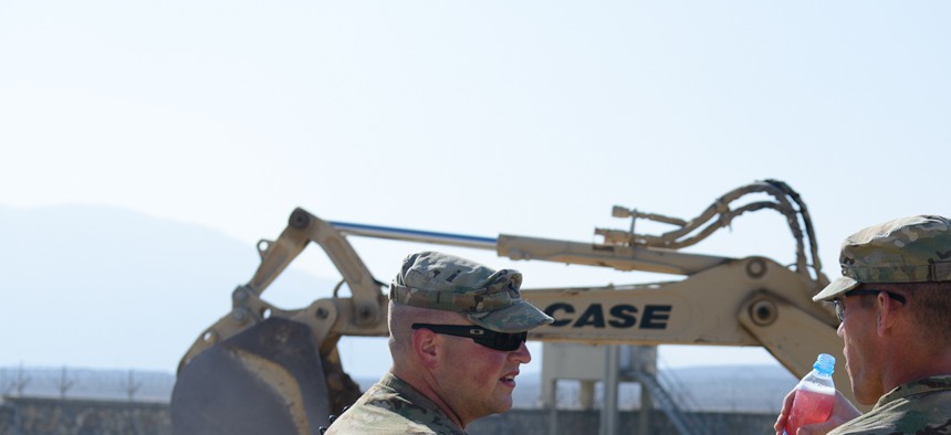 Soldiers from the 624th vertical construction company training the Afghan engineer Corps. January 2013