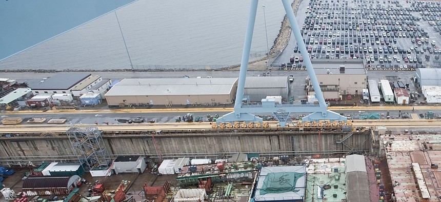 The USS Gerald R. Ford is under construction at Huntington Ingalls Newport News Shipbuilding in Virginia. 