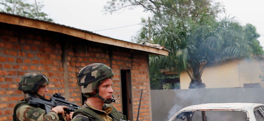 French troops on patrol in Bangui, Central African Republic