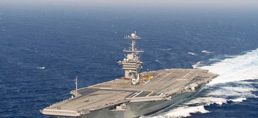 The USS Harry S Truman doing sea trials in the Atlantic Ocean. The ship has spent more time operating outside of the Persian Gulf over the past several months, according to a new report