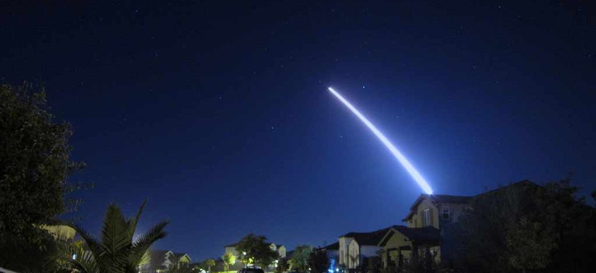 A Minuteman III ICBM is launched from Vandenberg Air Force Base, Calif. 