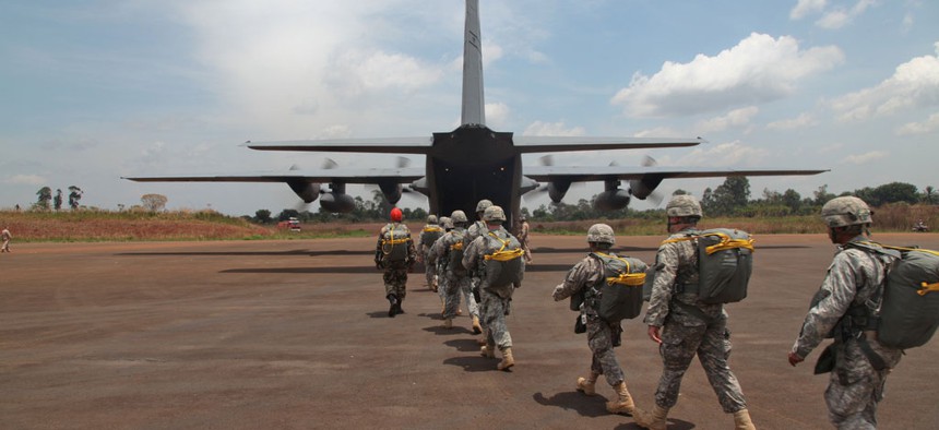 Army soldiers from the 173rd Airborne supporting the joint training exercise Central Accord in Cameroon in March 2014.