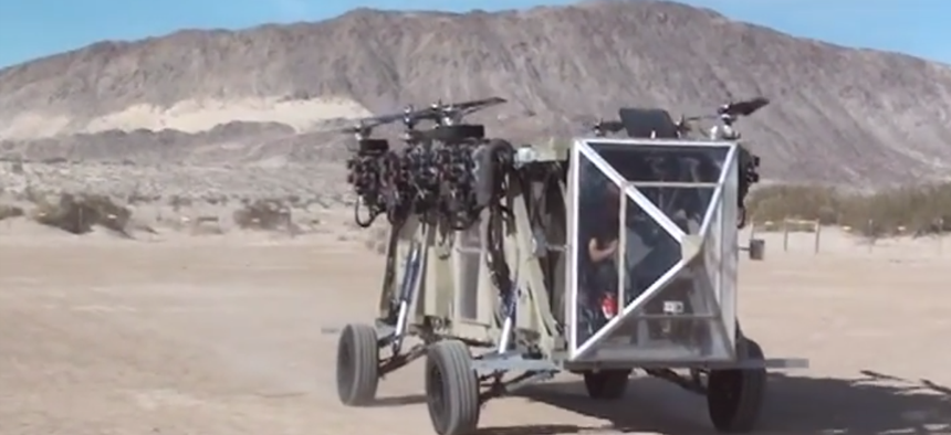 The Black Knight Transformer aircraft driving around during a test in late-March