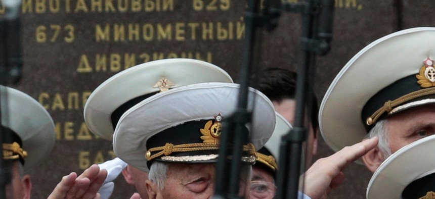 Russian President Vladimir Putin attends a parade marking the Victory Day in Sevastopol, Crimea, May 9, 2014.
