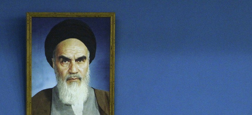 Iran's Supreme Leader Ayatollah Ali Khomeini delivers a speech in Tehran, on February 17, 2014.