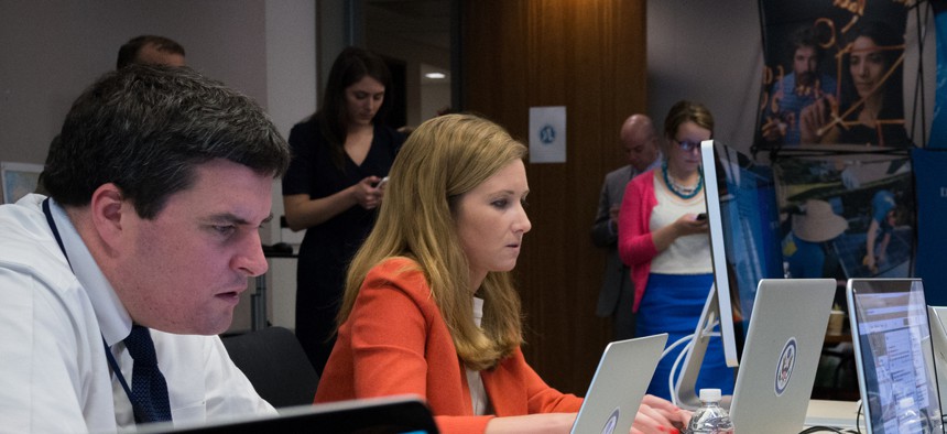 Secretary of State John Kerry hosts a Twitter chat at the State Department, on May 9, 2014.