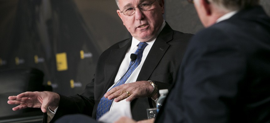 Undersecretary of Defense for Intelligence Michael Vickers speaks to Gordon Lubold at the 2014 Defense One Summit. 