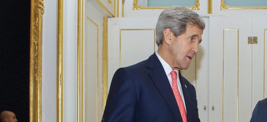 Secretary of State John Kerry meets with Iranian foreign minister Javad Zarif, on November 23, 2014.