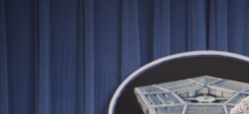 Defense Secretary Chuck Hagel speaks to reporters at the Pentagon, on December 4, 2014.