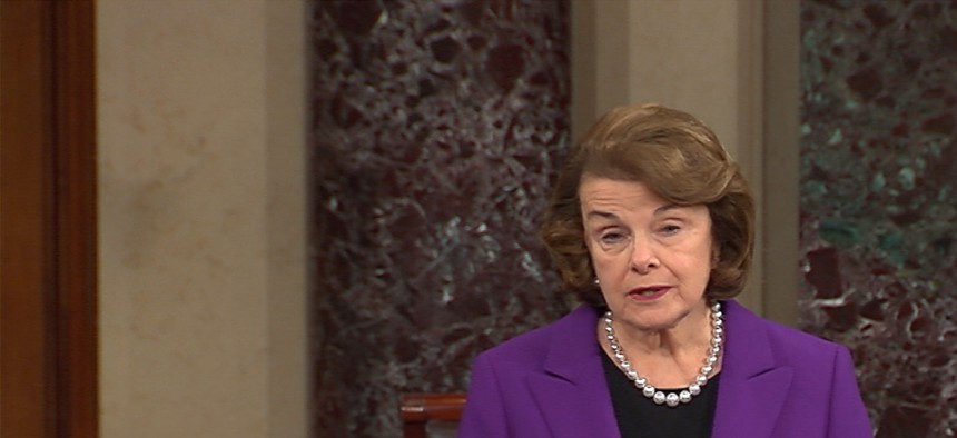 Senate Intelligence Committee Chair Sen. Dianne Feinstein, D-Calif., speaks on the floor of the Senate after a report describing the CIA's torture program was released. 