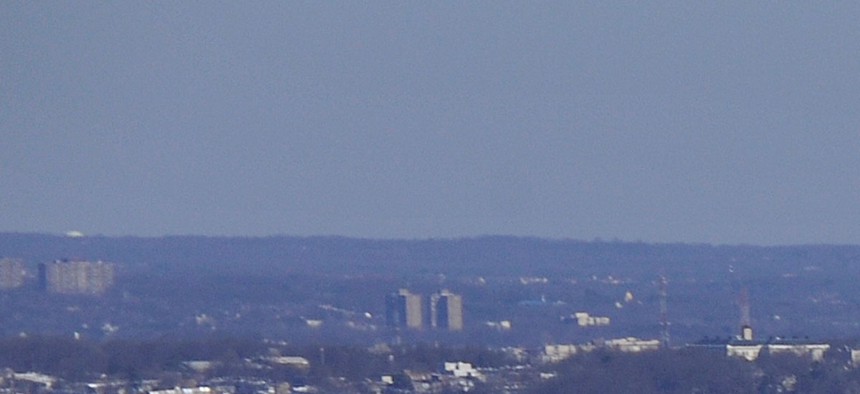 A view of the Pentagon and the Washington Monument. 