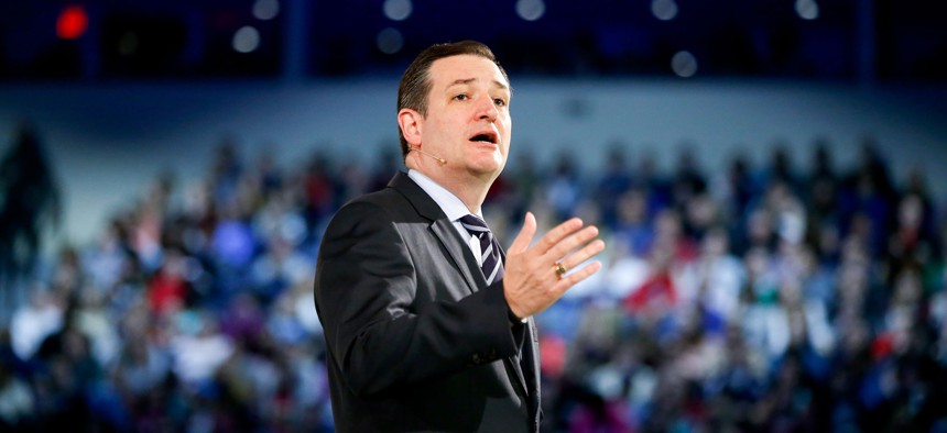 Sen. Ted Cruz, R-Texas speaks at Liberty University, March 23, 2015 in Lynchburg, Va., to announce his campaign for president. 