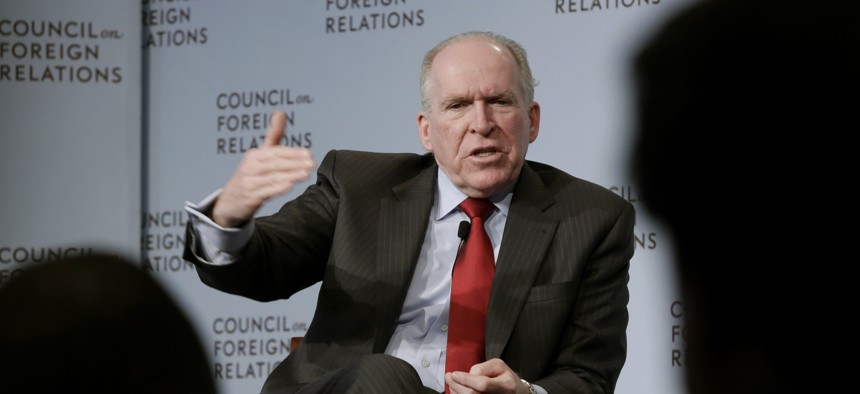 CIA Director John Brennan addresses a meeting at the Council on Foreign Relations, in New York, Friday, March 13, 2015. 