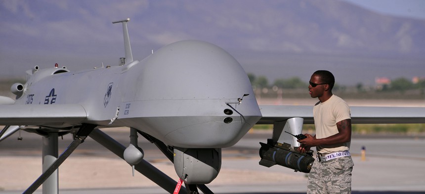 A dedicated crew chief prepares an MQ-1B remotely piloted aircraft for a training mission, May 13, 2013. 