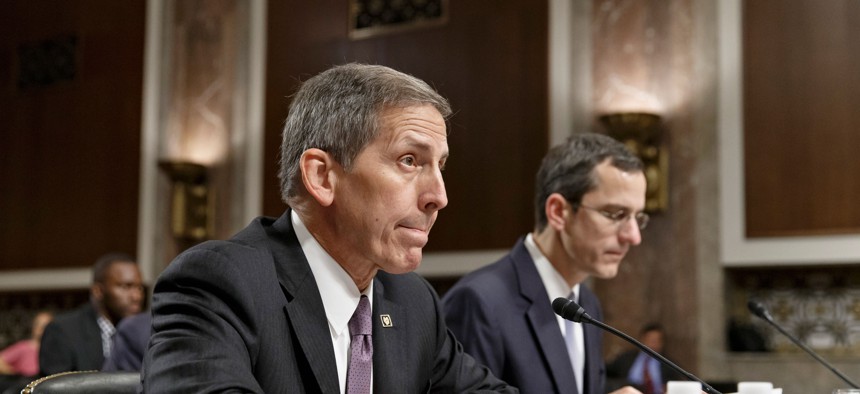 Veterans Affairs acting Secretary (now Deputy) Sloan Gibson testifies on Capitol Hill in Washington, Wednesday, July 16, 2014.