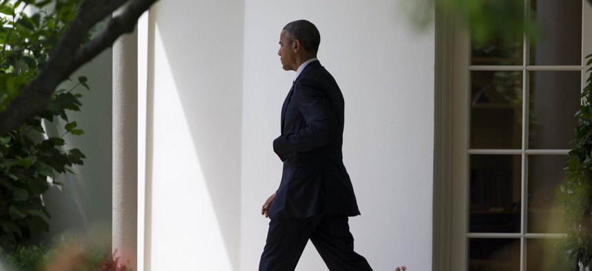 President Barack Obama walks to board Marine One on the South Lawn of the White House in Washington, Monday, May 18, 2015.