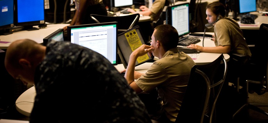 Navy cyber troops at the service's Cyber Defense Operations Command at Virginia Beach, Va., Aug. 9, 2010.
