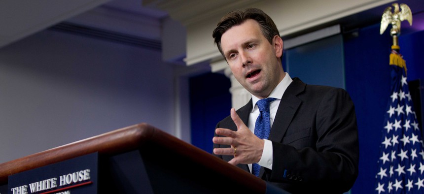 White House press secretary Josh Earnest speaks during the daily news briefing at the White House in Washington, Friday, May 22, 2015.