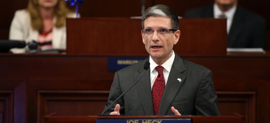 U.S. Rep. Joe Heck, R-Nevada, speaks to a joint session of the Legislature in Carson City, Nev., on Wednesday, April 3, 2013.