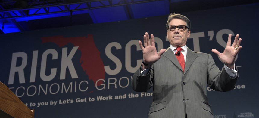 Former Texas Gov. Rick Perry speaks during Rick Scott's Economic Growth Summit in Lake Buena Vista, Fla., Tuesday, June 2, 2015. 